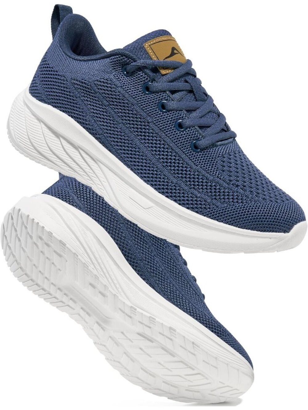 Women's Blue Walking Shoes Breathable Knit Tennis Sneakers For Work Gym Travel
